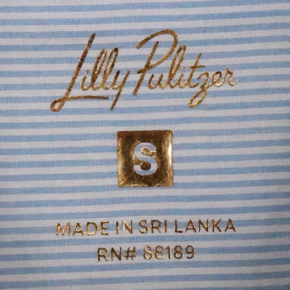 Lilly Pulitzer Sea View Button Down Shirt Size S Hydra Blue Stripe Embroidered - Picture 2 of 13